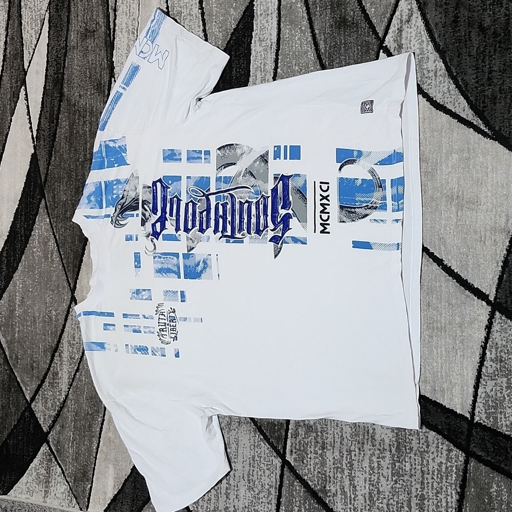 VINTAGE SOUTHPOLE RAISED LOGO MCMXCI WHITE CREW-NECK TEE-SHIRT